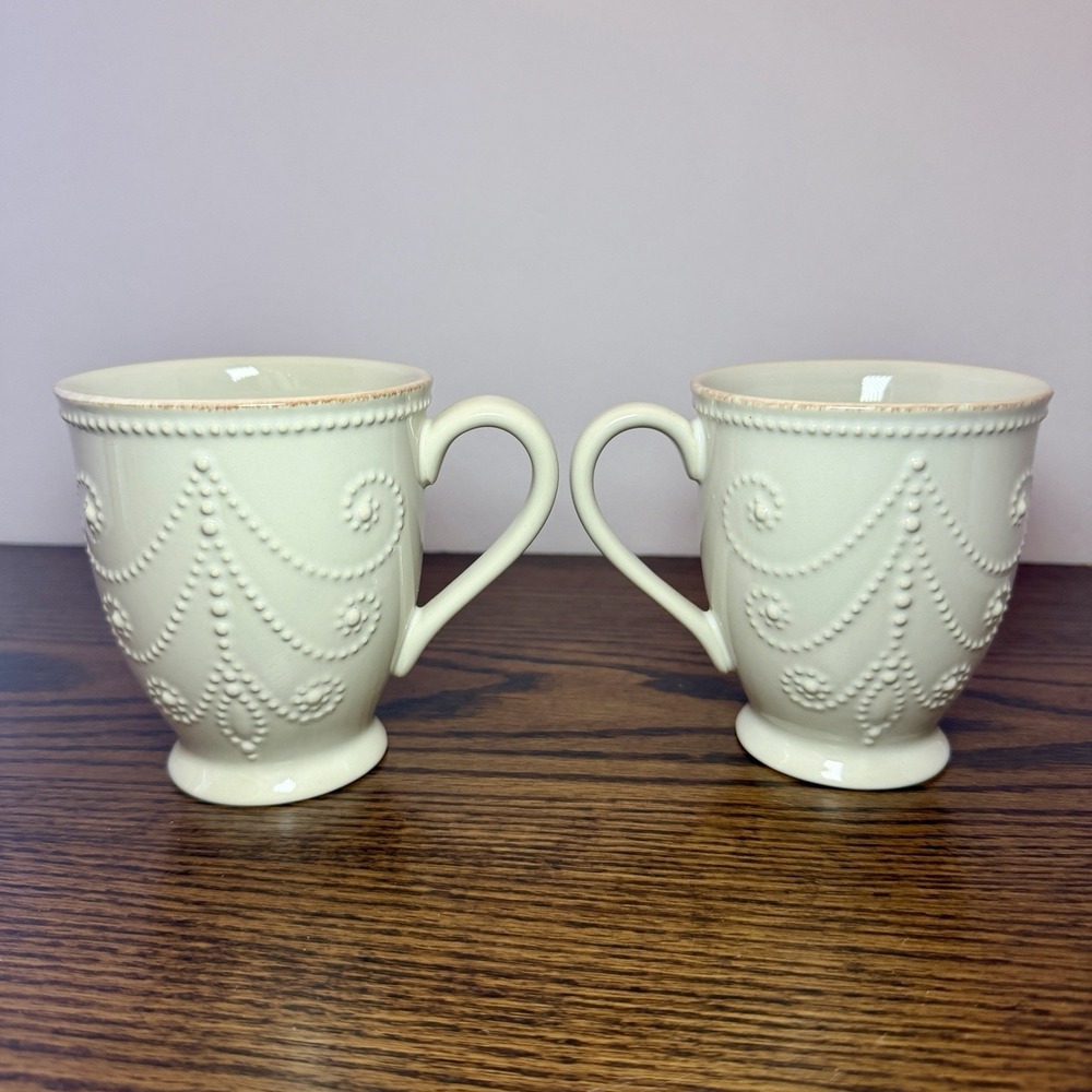 Lenox French Perle Mugs Ivory 12oz Set of 2